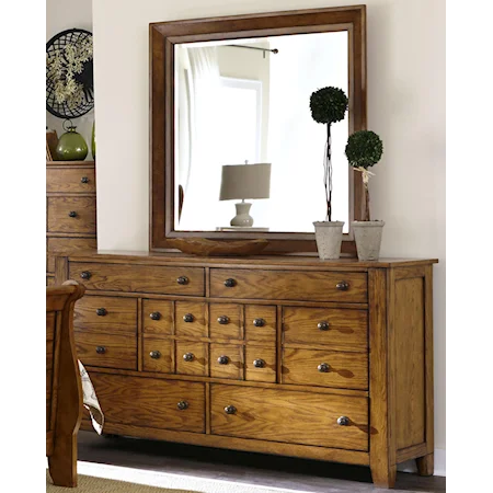 Dresser and Mirror Set with 7 Drawers